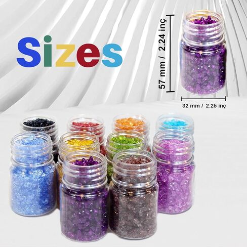 10Box -1LB Crushed Glass for Crafts Glitter Resin Art, Small Broken Glass Pieces, Transparan Chips DIY Vase Filler Decoration 1-3mm (Transparan) in Saudi Arabia