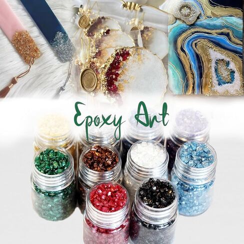 10Box -1LB Crushed Glass for Crafts Glitter Resin Art, Small Broken Glass Pieces, Transparan Chips DIY Vase Filler Decoration 1-3mm (Transparan) in Saudi Arabia