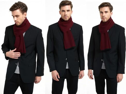 Men Winter Cashmere Scarf Wool Soft Warm Knitted Casual Scarves for Men in Kuwait