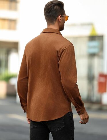 ZAFUL Men's Faux Suede Button Down Shirts Jacket Lightweight Shirt Jacket Long Sleeve Work Coat Solid Color Overshirt in Saudi Arabia