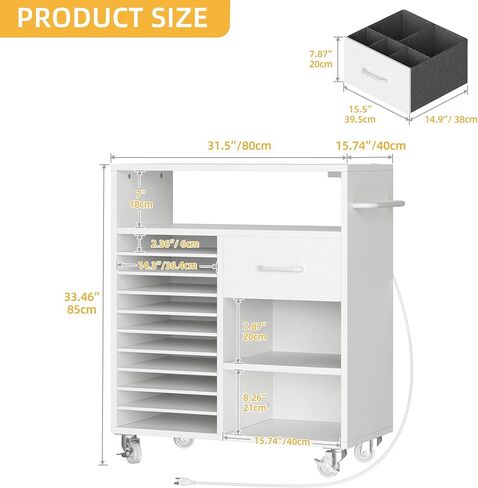 DWVO Craft Organizers and Storage Cart Compatible with Cricut Machine, Craft Rolling Storage with Charging Station & Vinyl Roll Holder, Crafting Table Workstation for Home Office in Saudi Arabia