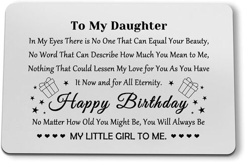 Daughter Gifts from Parents Metal Wallet Card Daughter Birthday Card To My Daughter Gifts 16th 18th 21st Birthday Gifts for Daughter Inspirational Birthday Gifts for Daughter from Mother Father in Saudi Arabia