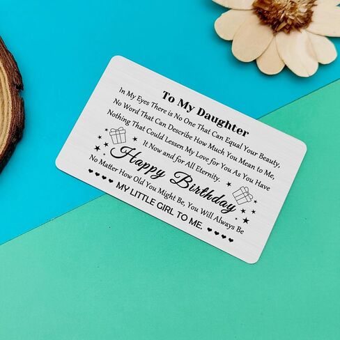 Daughter Gifts from Parents Metal Wallet Card Daughter Birthday Card To My Daughter Gifts 16th 18th 21st Birthday Gifts for Daughter Inspirational Birthday Gifts for Daughter from Mother Father in Saudi Arabia