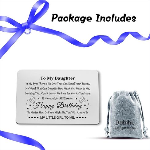 Daughter Gifts from Parents Metal Wallet Card Daughter Birthday Card To My Daughter Gifts 16th 18th 21st Birthday Gifts for Daughter Inspirational Birthday Gifts for Daughter from Mother Father in Saudi Arabia