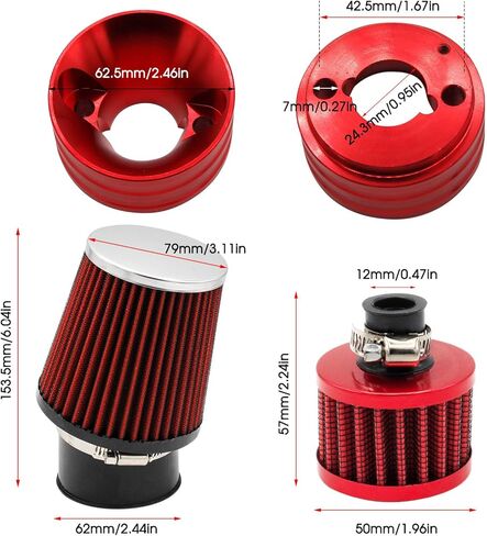 Upgraded Mini Bike Air Filter Adapter Kit for Predator 212cc Coleman CT200U CT200U-EX BT200X KT196 224cc 196cc 6.5hp Honda GX160 GX200 Engine Go Kart Performance Parts in Kuwait