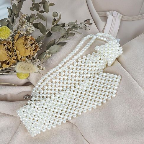 ربطة عنق لؤلؤية من SHIDOW، ربطة عنق للحفلات مطرزة، ربطة عنق قميص نسائي، ربطة عنق قابلة للتعديل، مناسبة لحفلات الزفاف وعروض لعب الأدوار في الهالوين (قطعة واحدة بيضاء) in Kuwait