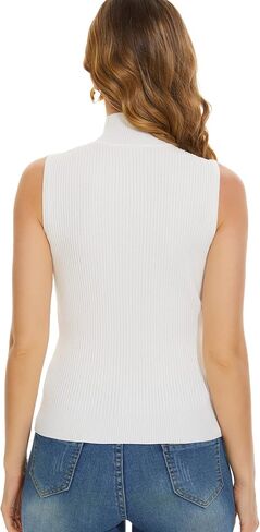 Knit Sleeveless Turtlenecks for Women Sleeveless Sweater Tops High Stretchy Fitted Basic Sweater Vest in Saudi Arabia