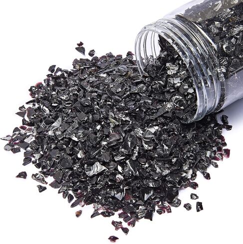 TWINKLING أحجار زجاجية لامعة عالية اللمعان، زجاج مكسور، رقائق جواهر النار، أحجار زجاجية مسحوقة لمكان حفرة النار، فن الراتنج الحرفي، ديكور حديقة حوض السمك، 9-12 مم (370 جم/13 أونصة.) (فيروزي) in Kuwait