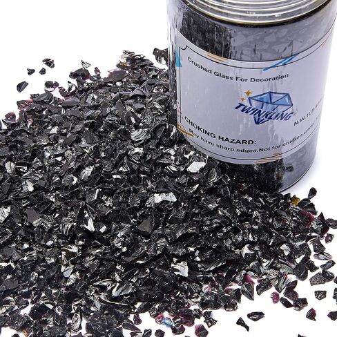 TWINKLING أحجار زجاجية لامعة عالية اللمعان، زجاج مكسور، رقائق جواهر النار، أحجار زجاجية مسحوقة لمكان حفرة النار، فن الراتنج الحرفي، ديكور حديقة حوض السمك، 9-12 مم (370 جم/13 أونصة.) (فيروزي) in Kuwait