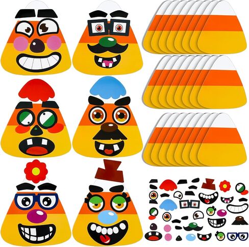 Spiareal 30 Sets Candy Corn Halloween Craft Kit for Kids DIY Cutouts Magnet Stickers for Boys Girls Candy Corn Ornaments Art for Halloween Activity Party Supplies in Saudi Arabia