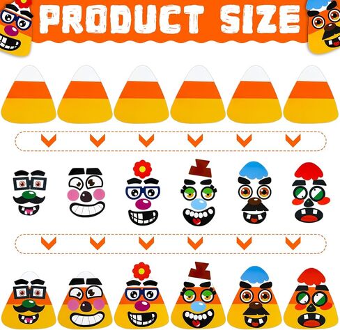 Spiareal 30 Sets Candy Corn Halloween Craft Kit for Kids DIY Cutouts Magnet Stickers for Boys Girls Candy Corn Ornaments Art for Halloween Activity Party Supplies in Saudi Arabia