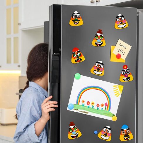 Spiareal 30 Sets Candy Corn Halloween Craft Kit for Kids DIY Cutouts Magnet Stickers for Boys Girls Candy Corn Ornaments Art for Halloween Activity Party Supplies in Saudi Arabia