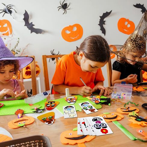 Spiareal 30 Sets Candy Corn Halloween Craft Kit for Kids DIY Cutouts Magnet Stickers for Boys Girls Candy Corn Ornaments Art for Halloween Activity Party Supplies in Saudi Arabia