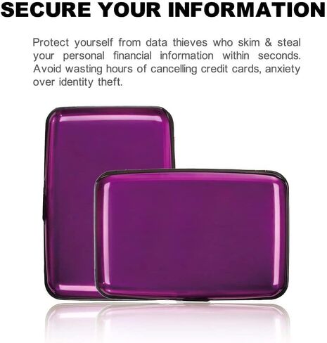 RFID Blocking Credit Card Protector Aluminum ID Case Hard Shell Business Card Holders Metal Wallet for Men or Women (Pack of 1) (Pink) in Saudi Arabia