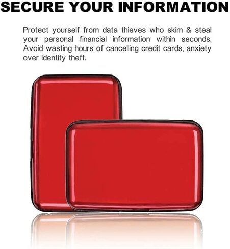RFID Blocking Credit Card Protector Aluminum ID Case Hard Shell Business Card Holders Metal Wallet for Men or Women (Pack of 1) (Pink) in Saudi Arabia