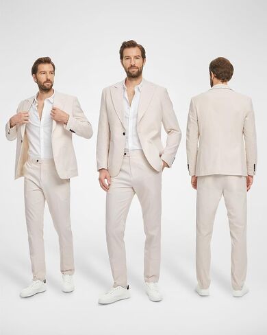 MY'S Mens Linen Suit 2-Piece Slim Fit Blazer and Pants, for Casual Wedding Beach Prom Business Outfit in Saudi Arabia