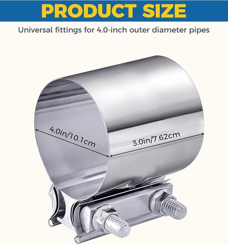 Exhaust Clamp,Car Accessories Exhaust Band Clamp,Muffler Clamp,Stainless Steel Exhaust Clamps,2.0" 2.25" 2.5" 2.75" 3.0" 4.0" Exhaust Pipe Clamp for Pipes,Mufflers,Catalytic Converters（2 inch) in Saudi Arabia