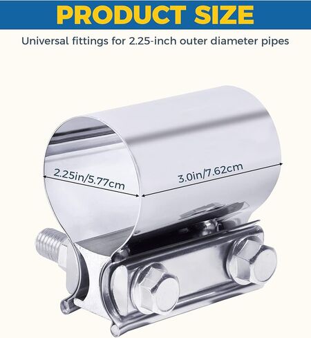 Exhaust Clamp,Car Accessories Exhaust Band Clamp,Muffler Clamp,Stainless Steel Exhaust Clamps,2.0" 2.25" 2.5" 2.75" 3.0" 4.0" Exhaust Pipe Clamp for Pipes,Mufflers,Catalytic Converters（2 inch) in Saudi Arabia