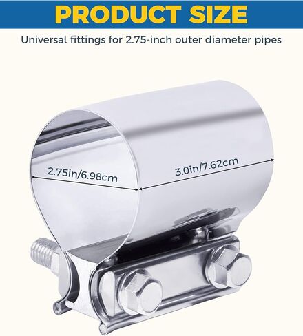 Exhaust Clamp,Car Accessories Exhaust Band Clamp,Muffler Clamp,Stainless Steel Exhaust Clamps,2.0" 2.25" 2.5" 2.75" 3.0" 4.0" Exhaust Pipe Clamp for Pipes,Mufflers,Catalytic Converters（2 inch) in Saudi Arabia