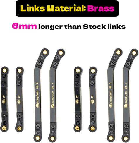 مجموعة وصلات RampCrab عالية التخليص لـ AX24، تمديد أمامي وخلفي 6 مم، مجموعة وصلات نحاسية، أجزاء ترقية لـ AX24 XC-1، ملحقات ترقية السيارة الزاحفة المحورية 1/24 RC، 8 قطع، طلاء أسود in Kuwait