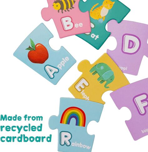 boppi Alphabet Jigsaw Floor Puzzle - Early Literacy Development Kids Jigsaws Age 3 and Up - 26 Pieces Montessori Toddler Puzzles/ABC Flash Cards in Kuwait
