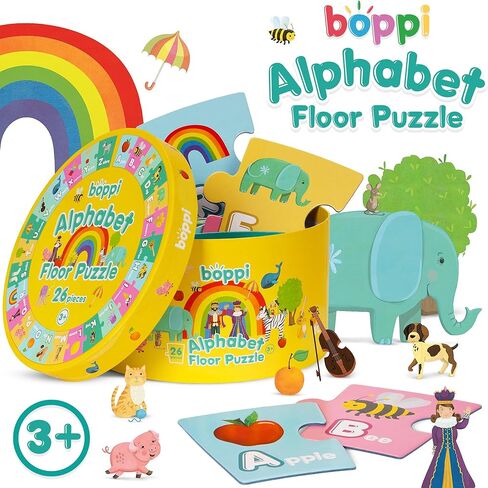 boppi Alphabet Jigsaw Floor Puzzle - Early Literacy Development Kids Jigsaws Age 3 and Up - 26 Pieces Montessori Toddler Puzzles/ABC Flash Cards in Kuwait