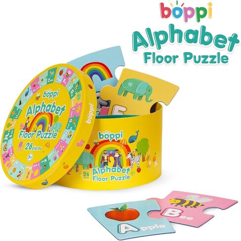 boppi Alphabet Jigsaw Floor Puzzle - Early Literacy Development Kids Jigsaws Age 3 and Up - 26 Pieces Montessori Toddler Puzzles/ABC Flash Cards in Kuwait