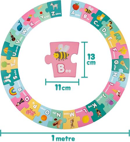 boppi Alphabet Jigsaw Floor Puzzle - Early Literacy Development Kids Jigsaws Age 3 and Up - 26 Pieces Montessori Toddler Puzzles/ABC Flash Cards in Kuwait