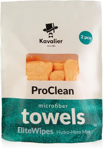 Kavalier Car Care - Hydro-Hero Mini - 16.1x16.1 بوصة - مجموعة مناشف ProClean من الألياف الدقيقة باللون البرتقالي النابض بالحياة - 1100 جرام في المتر المربع - 2 وحدة in Saudi Arabia