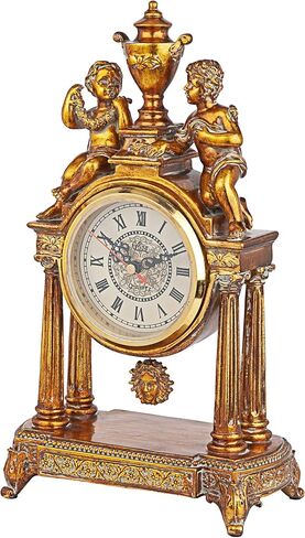 Design Toscano KY5052 Arch of Aion Patron of Time Pendulum Quartz Mantel Clock, 8 inches Wide, 14 inches Tall, Handcast Polyresin, Antique Gold Finish in Saudi Arabia