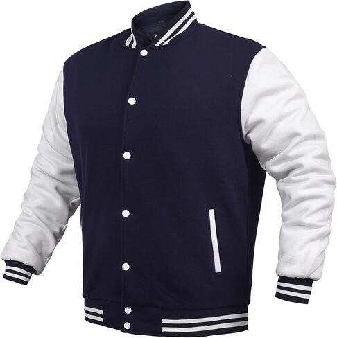 Men's Fashion Varsity Jacket Casual Regular Fit Letterman Baseball Bomber Jackets Fleece in Saudi Arabia