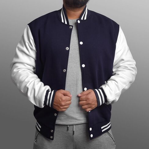 Men's Fashion Varsity Jacket Casual Regular Fit Letterman Baseball Bomber Jackets Fleece in Saudi Arabia