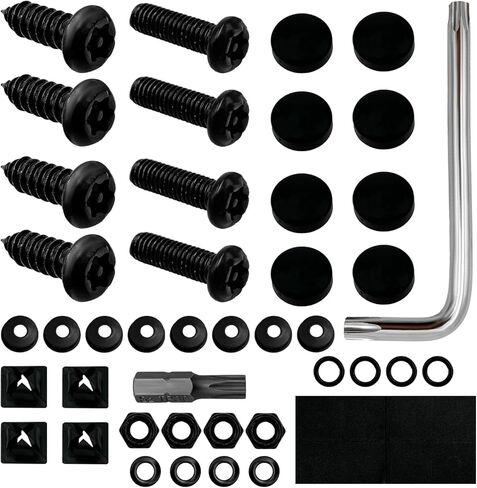 Anti Theft License Plate Screws, Rustproof Stainless Steel Self-Tapping Bolt for Car Front Rear Tag Frame, M6 (1/4") Tamper Proof Mounting Hardware Kit, Car Accessories (Silver) in Kuwait