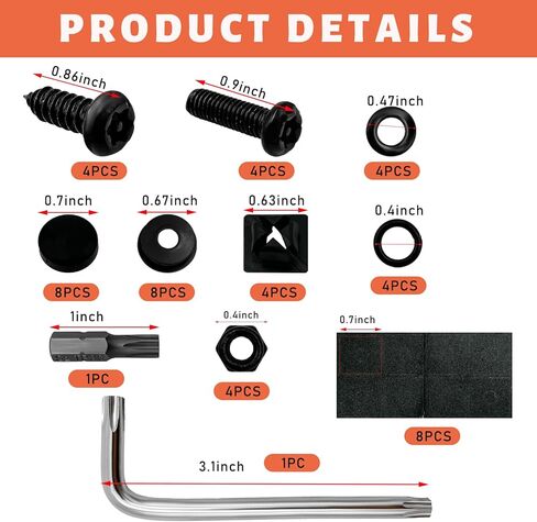 Anti Theft License Plate Screws, Rustproof Stainless Steel Self-Tapping Bolt for Car Front Rear Tag Frame, M6 (1/4") Tamper Proof Mounting Hardware Kit, Car Accessories (Silver) in Kuwait