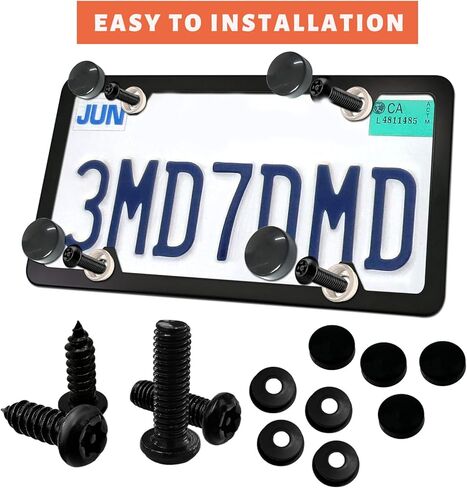 Anti Theft License Plate Screws, Rustproof Stainless Steel Self-Tapping Bolt for Car Front Rear Tag Frame, M6 (1/4") Tamper Proof Mounting Hardware Kit, Car Accessories (Silver) in Kuwait