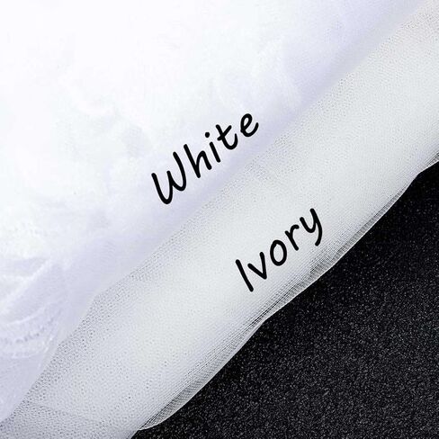 حجاب زفاف مزين بالزهور من طبقتين، حجاب زفاف من الدانتيل الأبيض، حجاب بطول الخصر مع مشط، إكسسوارات للشعر للنساء والفتيات. in Kuwait