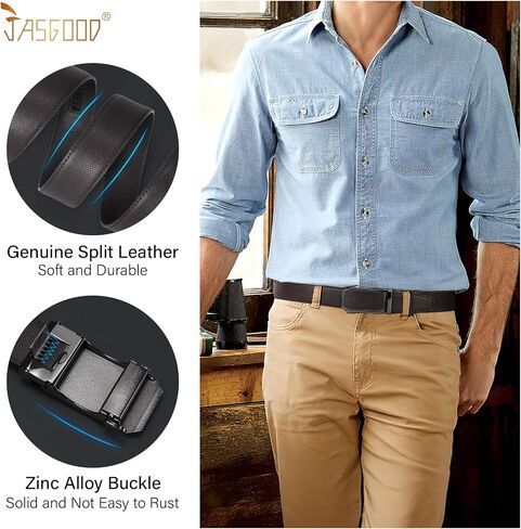 JASGOOD Mens Ratchet Belt Click Leather Belt Mens Dress Belt in Kuwait