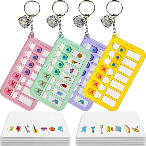 Chore Chart with Kitty Keychains for Multiple Kids, Daily Schedule Task Board, ADHD Tools for Kids Habit and Behavior, Cute Gifts To Do List Key Chain for Backpack, Purse (Pink+Green+Purple+Yellow) in Saudi Arabia