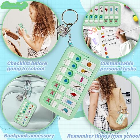 Chore Chart with Kitty Keychains for Multiple Kids, Daily Schedule Task Board, ADHD Tools for Kids Habit and Behavior, Cute Gifts To Do List Key Chain for Backpack, Purse (Pink+Green+Purple+Yellow) in Saudi Arabia