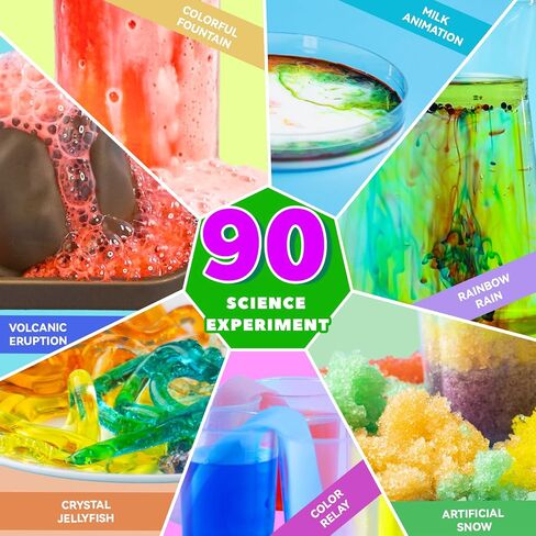 90 Lab Experiments Science Kit for Kids, STEM Activities Educational Scientist Toys Gifts for Age 6-12 Year Old Boys Girls, Chemistry and Physics Set Toys, Volcano Eruption in Saudi Arabia