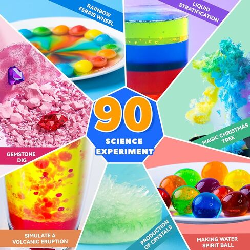 90 Lab Experiments Science Kit for Kids, STEM Activities Educational Scientist Toys Gifts for Age 6-12 Year Old Boys Girls, Chemistry and Physics Set Toys, Volcano Eruption in Saudi Arabia