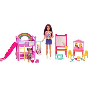 Barbie Skipper First Jobs Daycare Playset, 3 Dolls, Furniture & 15+ Accessories, Includes Bunkbeds & Color-Change Easel