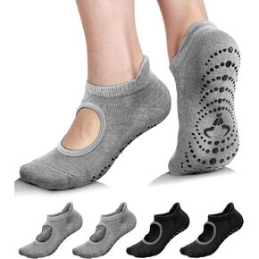 BULLIANT Women Yoga Socks,Grip Pilates Socks Anti-Slip For Women Athletic Barefoot Excises Ballet Nurse Workout