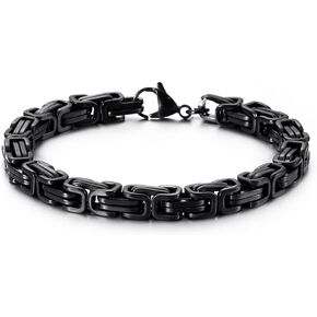 Chain Link Bracelet for Men, 6mm Stainless Steel Byzantine Bracelet Polished 8.6 Inches