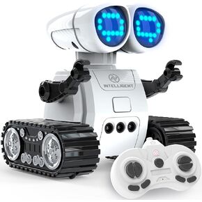 RC Robot Toys for Kids - Rechargeable Walkie Talkie Remote Control Toy for Boys Girls - with Gesture Sensing Dance Move Music LED Eye - Gift Present for Christmas Birthdays