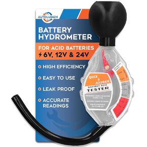 Battery Hydrometer - Professional Battery Acid Tester for 6V, 12V, 24V Batteries, Accurately Measures Electrolyte Gravity for Vehicle Battery Health, Rapid Detection Tool for Maintenance