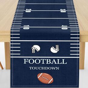 مفرش طاولة كرة القدم Touchdown - ديكورات كرة القدم للحفلات وأعياد الميلاد، مفرش طاولة خيالي أخضر مقاس 13 × 72 بوصة، ديكور غرفة طعام المطبخ بطابع رياضي