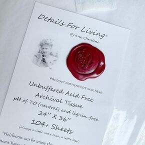Details for Living 104+ Large Sheets Un-Buffered Acid, Sulfur & Lignin Free ARCHIVAL Tissue Paper 24x36in. Properly Pack & Store Your Textiles, Silver, Photos, Art & Much More.