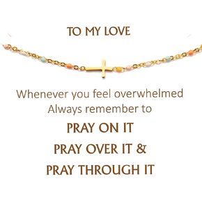 Cross Bracelet Christian Gifts for Women Teen Girls Religious Inspirational Faith bless Easter Confirmation Baptism Gifts Friend Birthday Mom Catholic First Communion Gifts for Girls Jewelry