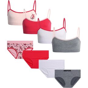 Sweet Princess Girls' Seamless Underwear Set - Training Bra and Matching Panties (8-Piece)